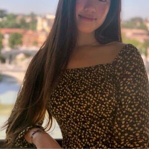 Hollister Black and Gold Floral Top Blouse